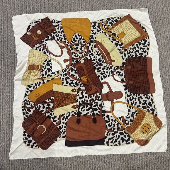 Brahmin 100% Silk Square Scarf Brown & Cream Handbags Leopard Print - Picture 1 of 10